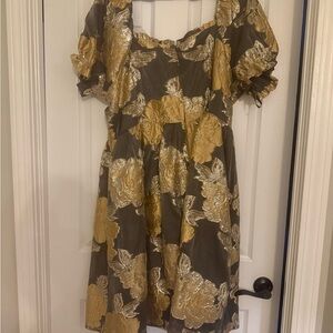 JessaKae Gold and Silver Puff Sleeve Mini Dress